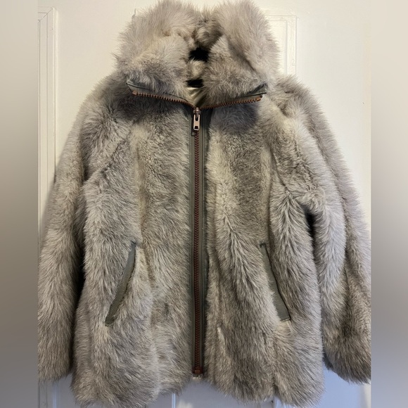AMERI VINTAGE HOOD FAKE FUR COAT Vintage Faux Fur Jacket made in